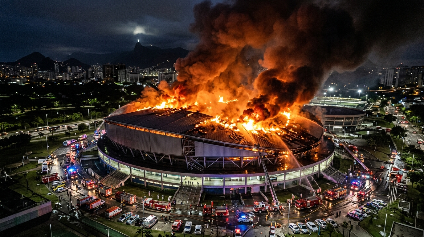 Incendiu la Velodromul Olimpic din Rio de Janeiro