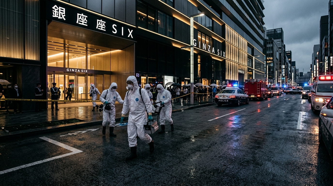Substanță misterioasă pulverizată în mall-ul Ginza din Tokyo